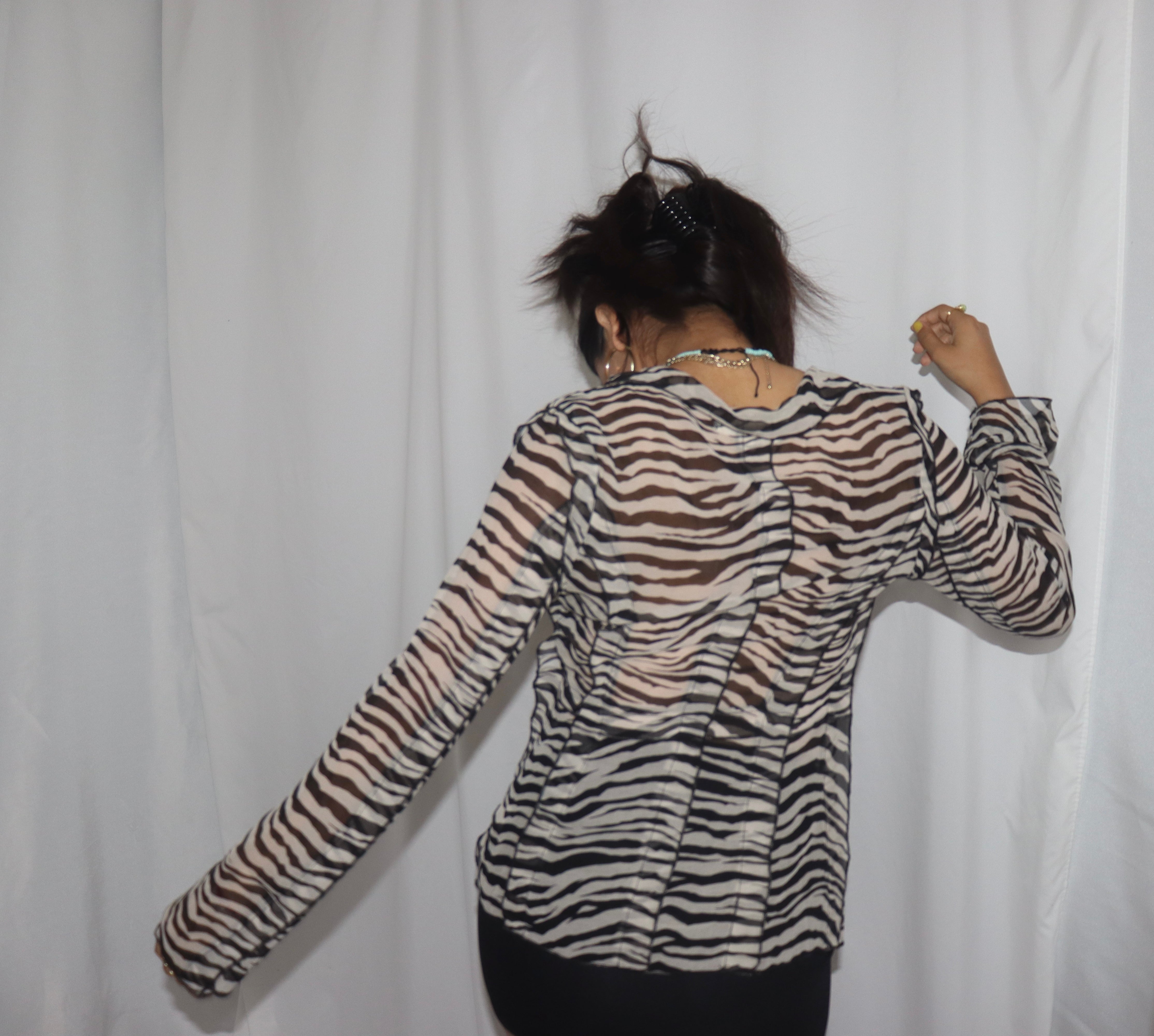 sheer zebra top